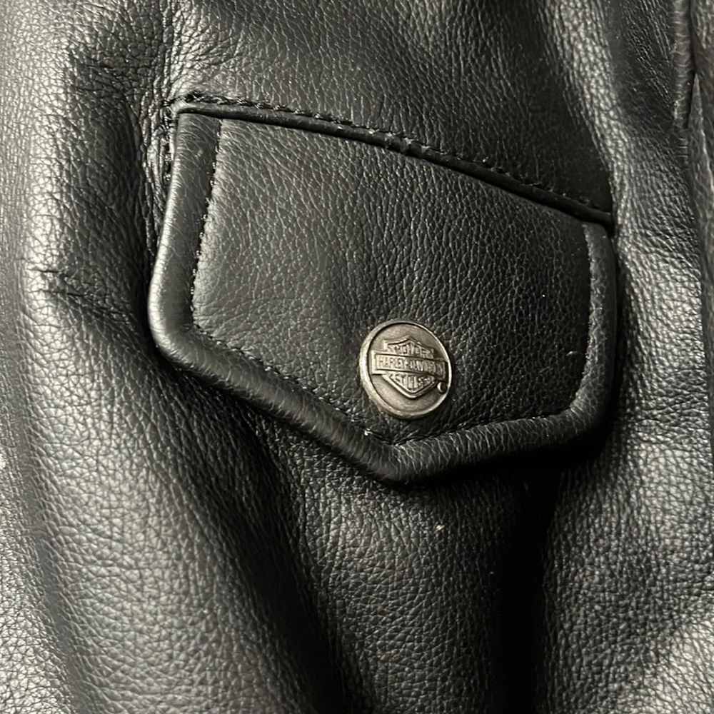 SOLD Harley Davidson Men’s Leather Flames Jacket M - Picture 4 of 8